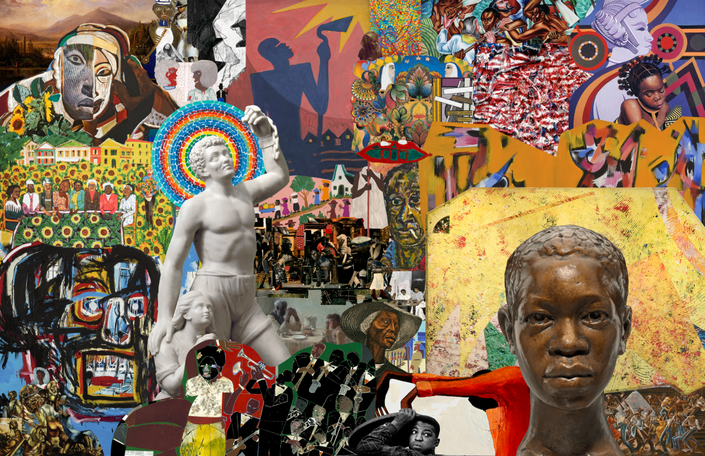 A beautiful collage of black art works. 